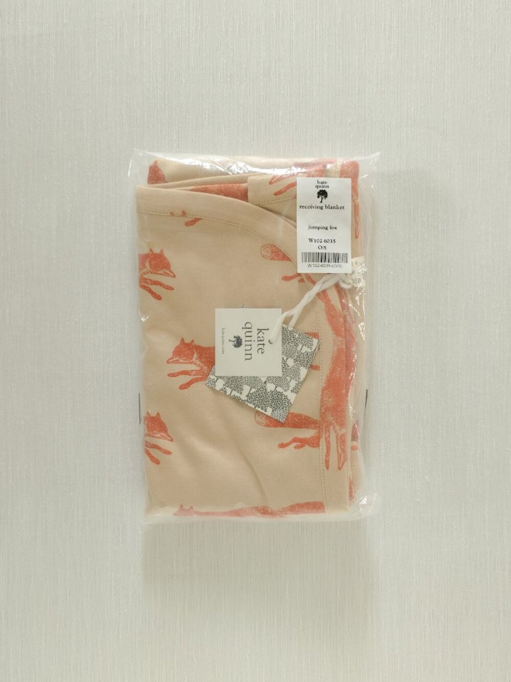 Kate Quinn Jumping Fox Receiving Blanket Baby Organic Cotton Interlock